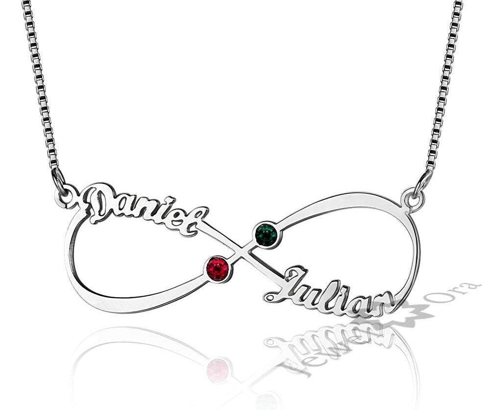 925 Silver Infinity Love Birthstone Custom Necklace