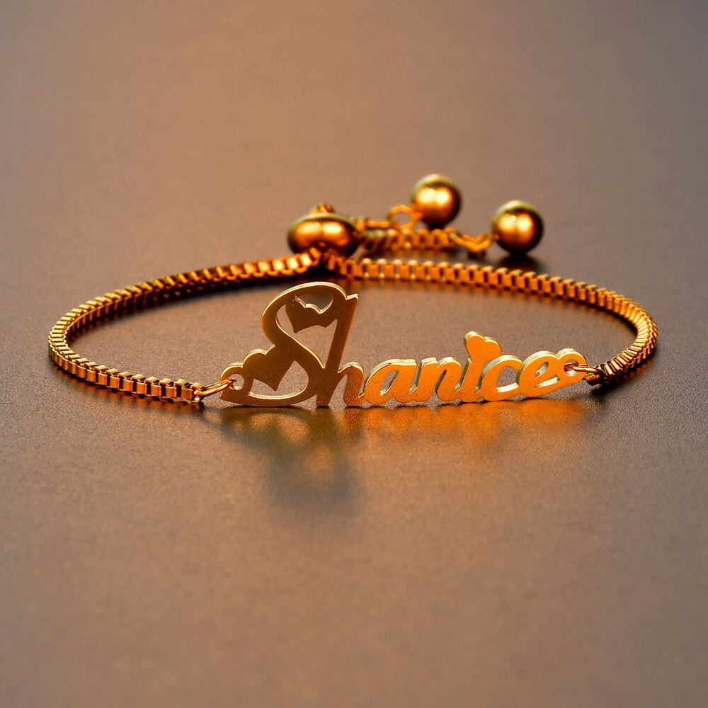 Adjustable Name Bracelet 18k Gold Plated