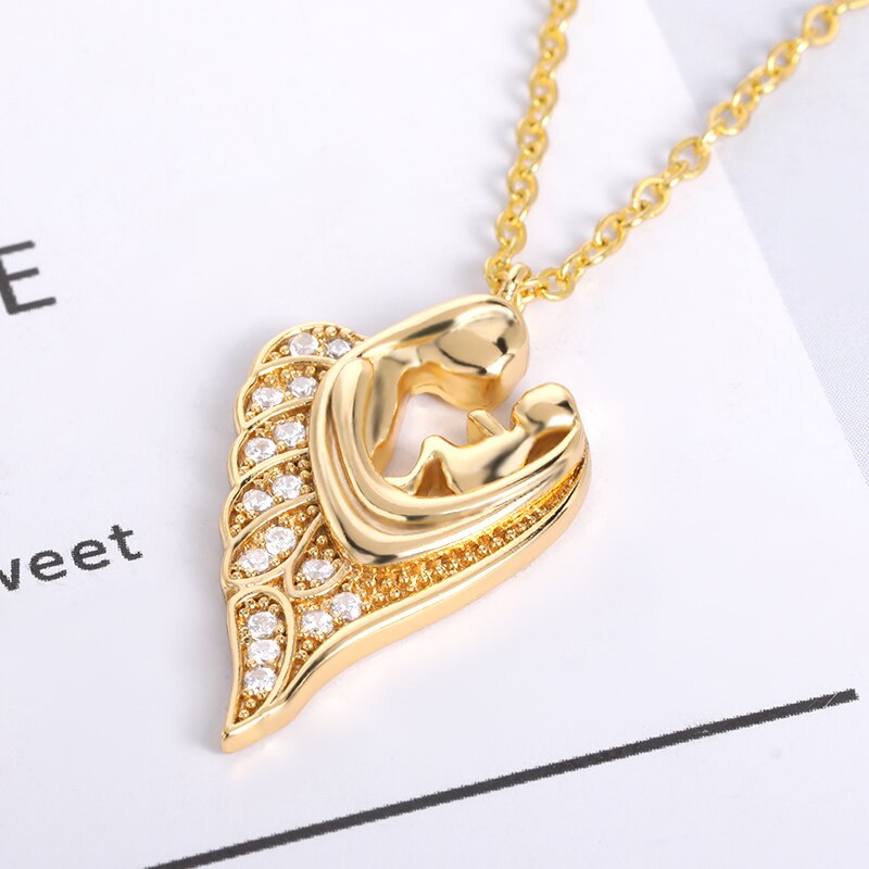 Mother Baby Heart Charm Pendant Necklaces