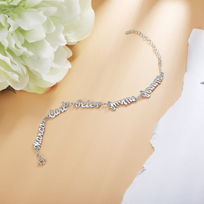 925 Sterling Silver Multiple Name Bracelet