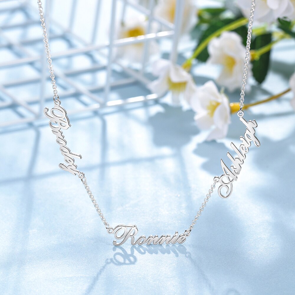 925 Sterling Silver 3 Names Necklaces