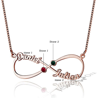 925 Silver Infinity Love Birthstone Custom Necklace