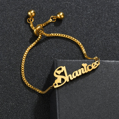 Adjustable Name Bracelet 18k Gold Plated