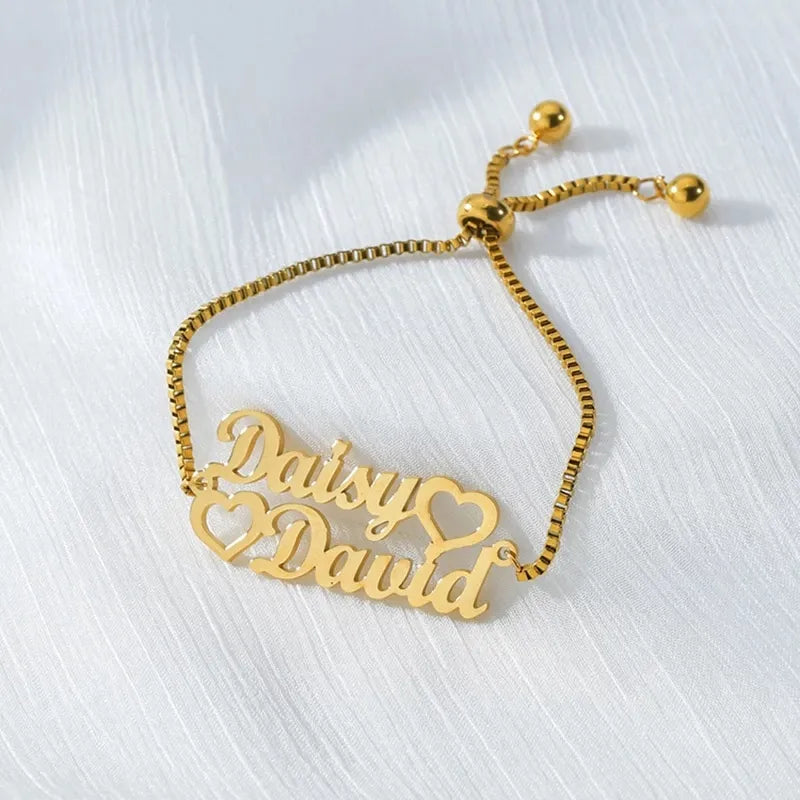 Adjustable Name Bracelet 18k Gold Plated