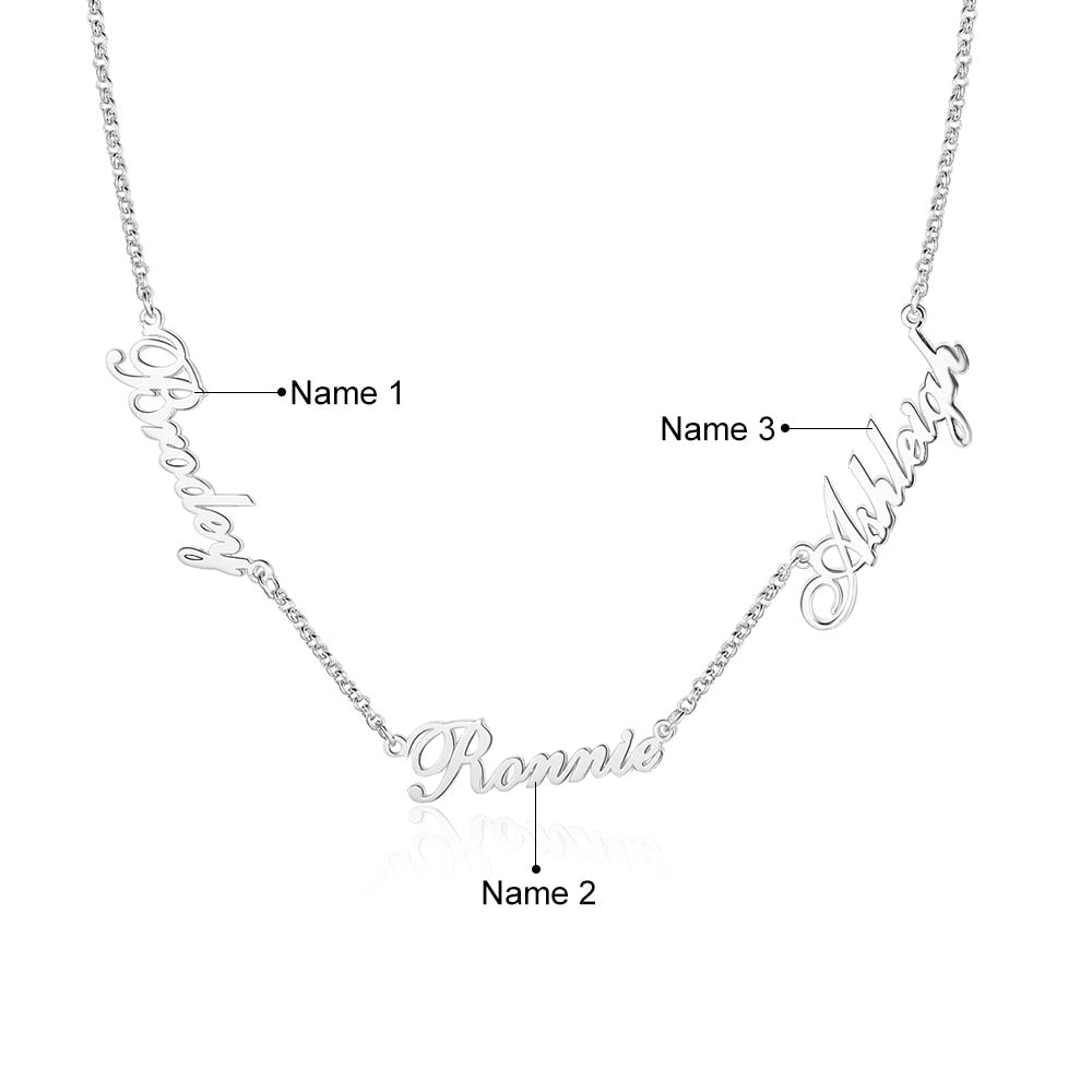 925 Sterling Silver 3 Names Necklaces