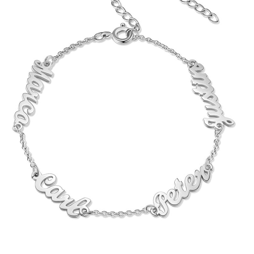 925 Sterling Silver Multiple Name Bracelet