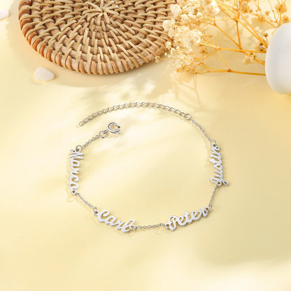 925 Sterling Silver Multiple Name Bracelet