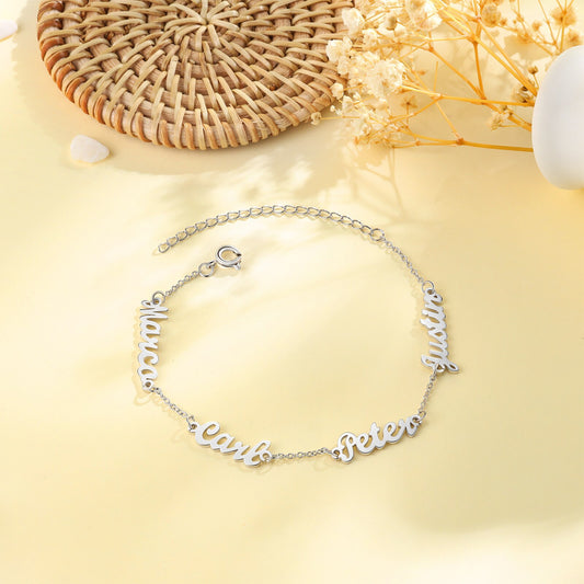 925 Sterling Silver Multiple Name Bracelet