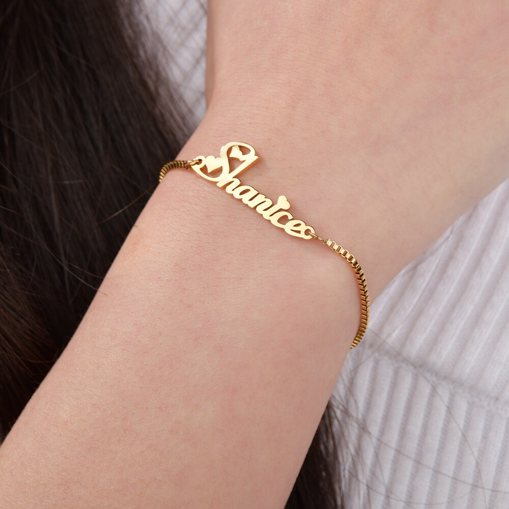 Adjustable Name Bracelet 18k Gold Plated