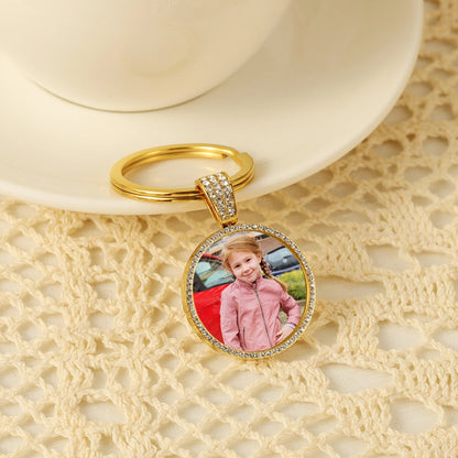 Custom Photo Key Chain Picture Jewelry 18k Gold Plated