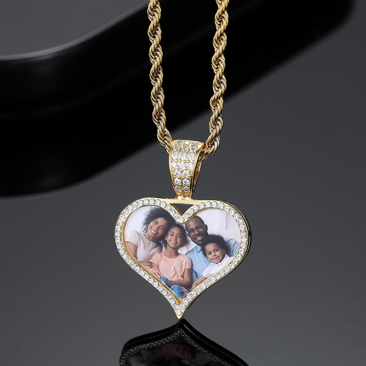 Custom Photo Pendant Necklace 18K Gold Plated  (Base Stainless Steel)