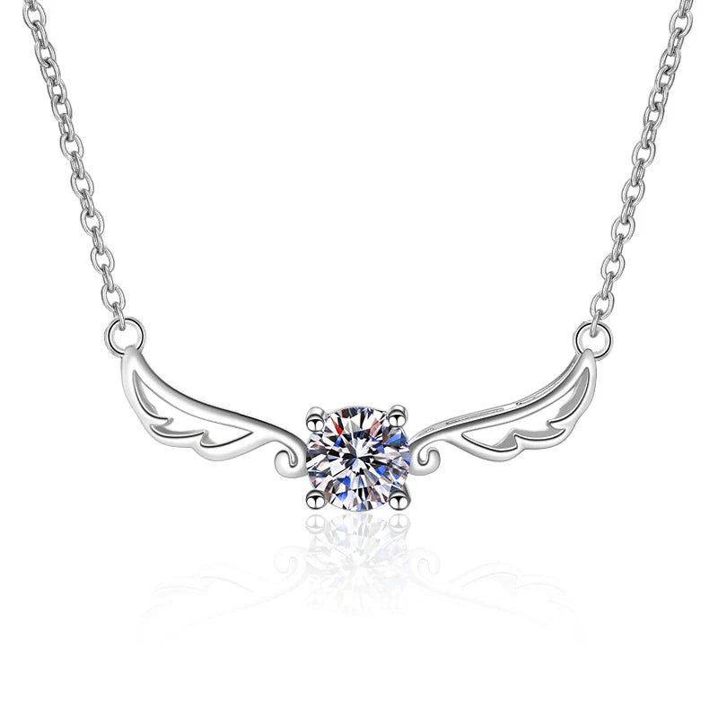 Angel's Wings 0.5CT D Color Moissanite Diamond Necklace S925 Sterling Silver