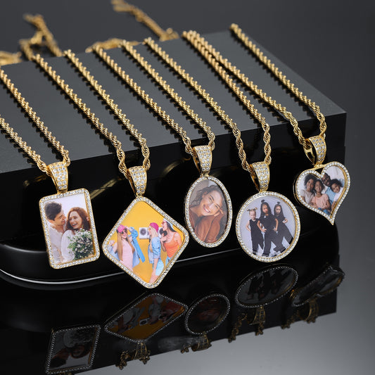 Custom Photo Pendant Necklace 18K Gold Plated  (Base Stainless Steel)