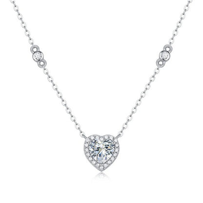 Love Heart 1.0ct Certified Moissanite Diamond Necklace Silver 925