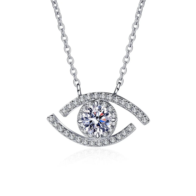 Evil Eye 0.5ct Moissanite Pendant Necklace silver 925