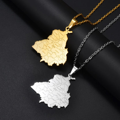 Punjab Map Pendant Necklace