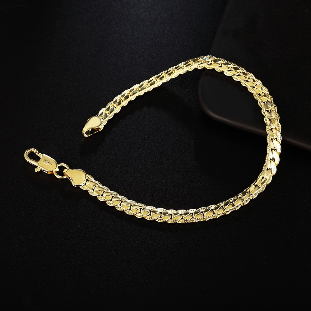 925 sterling silver  6MM chain set 18K gold plated