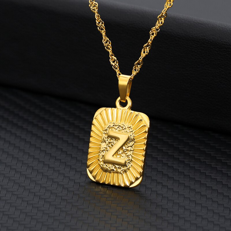 Initial Letter Pendant Necklace A-Z Letter