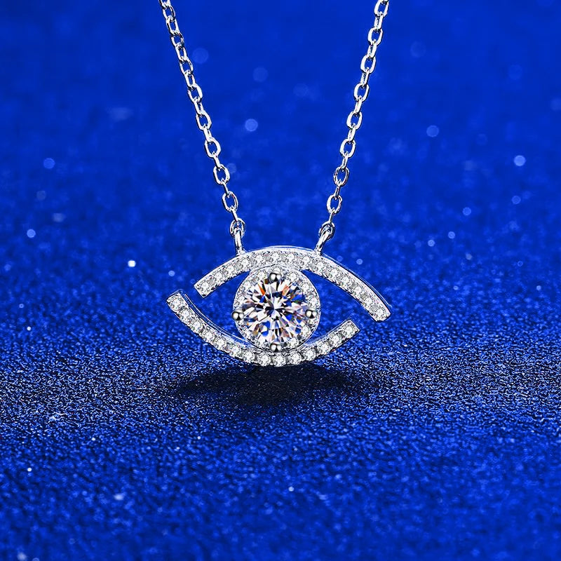 Evil Eye 0.5ct Moissanite Pendant Necklace silver 925