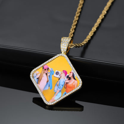 Custom Photo Pendant Necklace 18K Gold Plated  (Base Stainless Steel)