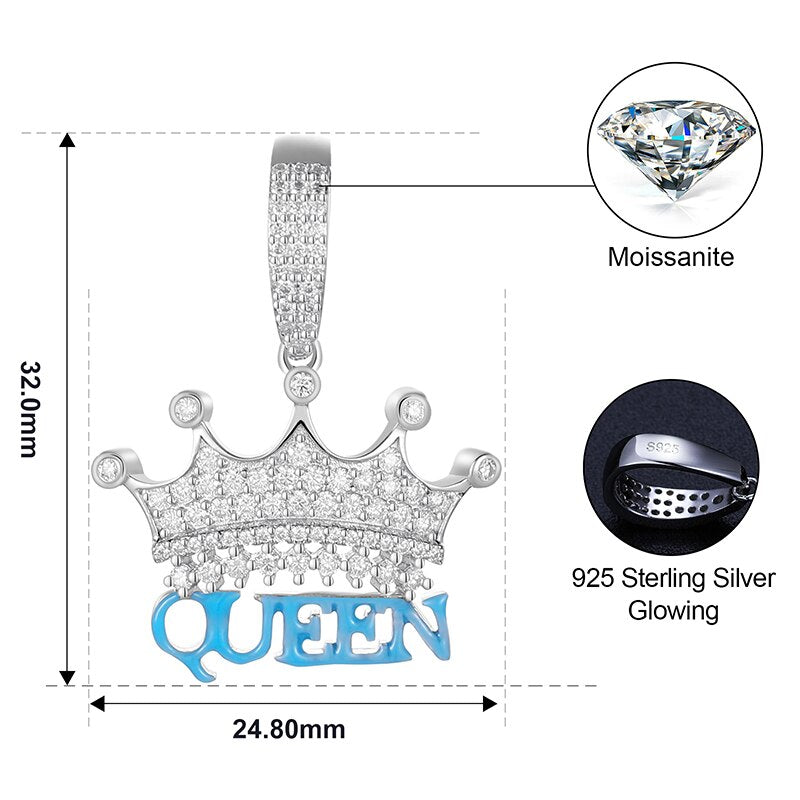 VVS Moissanite Crown Queen Pendant S925 Silver