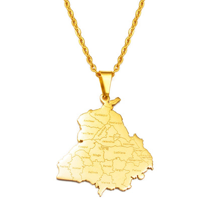 Punjab Map Pendant Necklace